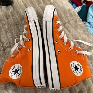 Orange Converse Chuck Taylor High-Top Sneakers with White Laces